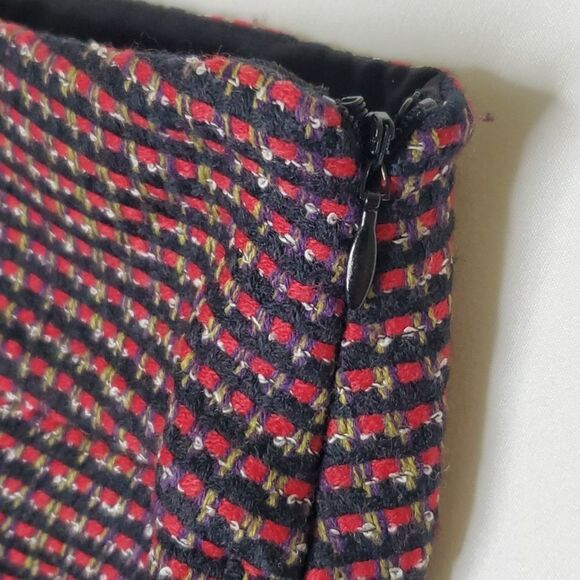 6 THE LIMITED RED TAN PURPLE BLUE WOVEN TEXTURED LINED CAREER SKIRT MEDIUM - Picture 3 of 11